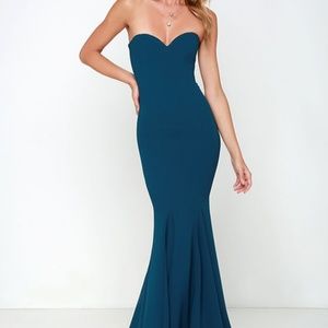Lulu's Sorella Navy Blue Strapless Maxi Dress
